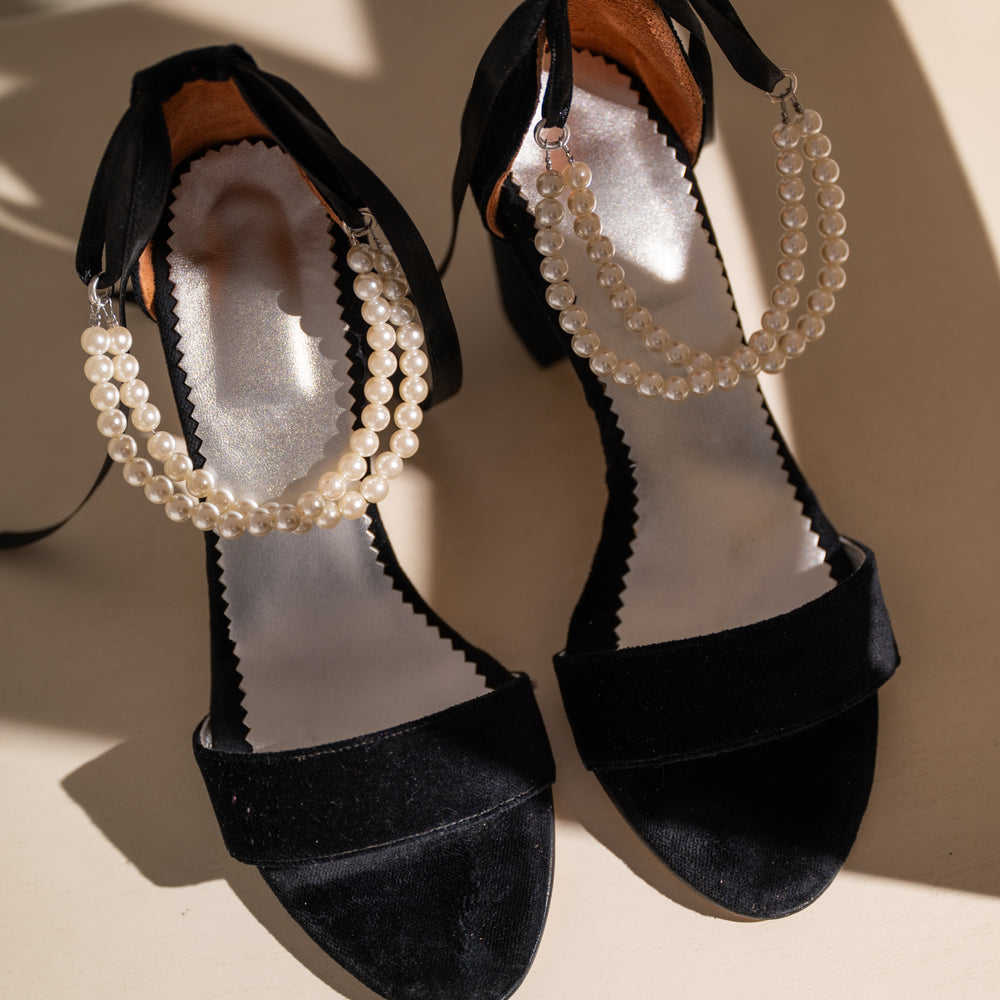 
                  
                    Black Velvet Wedding Shoes, Pearls in Velvet
                  
                