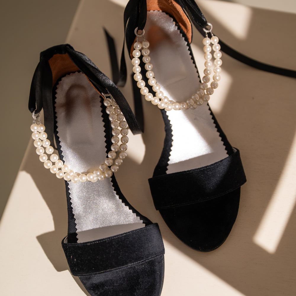 
                  
                    Black Velvet Wedding Shoes, Pearls in Velvet
                  
                