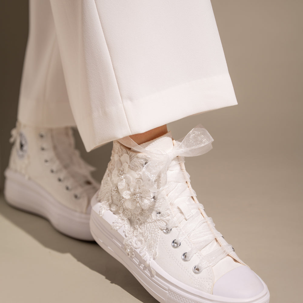 
                  
                    White Wedding Sneakers with Flowers, Ever After Sneakers
                  
                