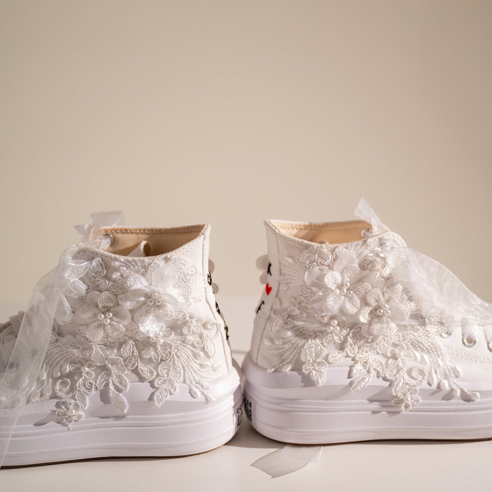 
                  
                    White Wedding Sneakers with Flowers, Ever After Sneakers
                  
                