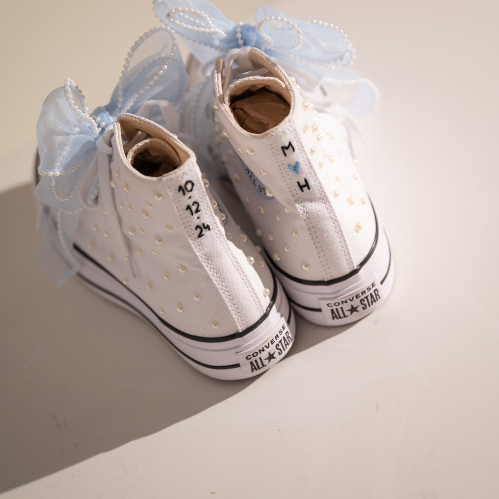 
                  
                    Something blue Wedding Sneakers with Organza Bow, Fairy Tale Converse
                  
                