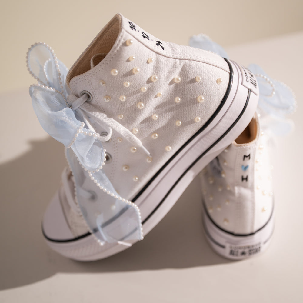 
                  
                    Something blue Wedding Sneakers with Organza Bow, Fairy Tale Converse
                  
                