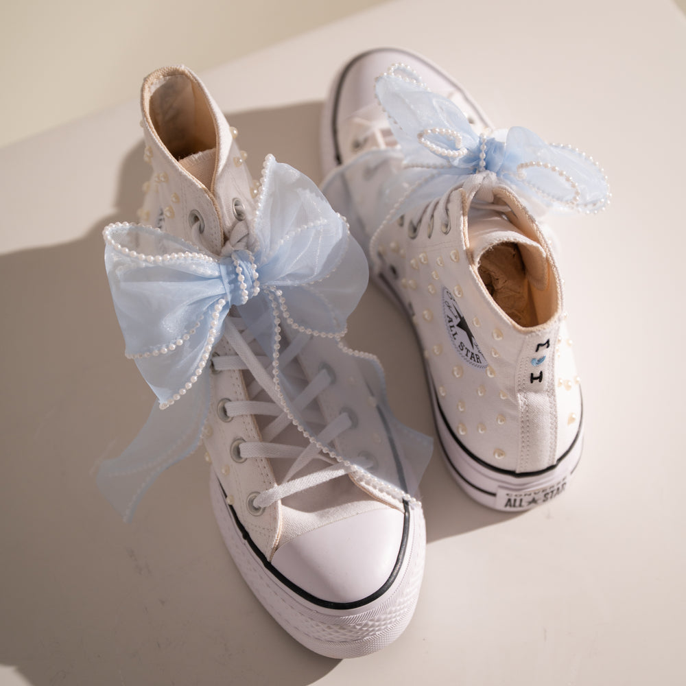 
                  
                    Something blue Wedding Sneakers with Organza Bow, Fairy Tale Converse
                  
                