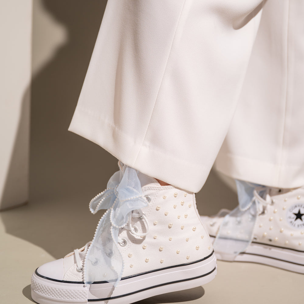 
                  
                    Something blue Wedding Sneakers with Organza Bow, Fairy Tale Converse
                  
                