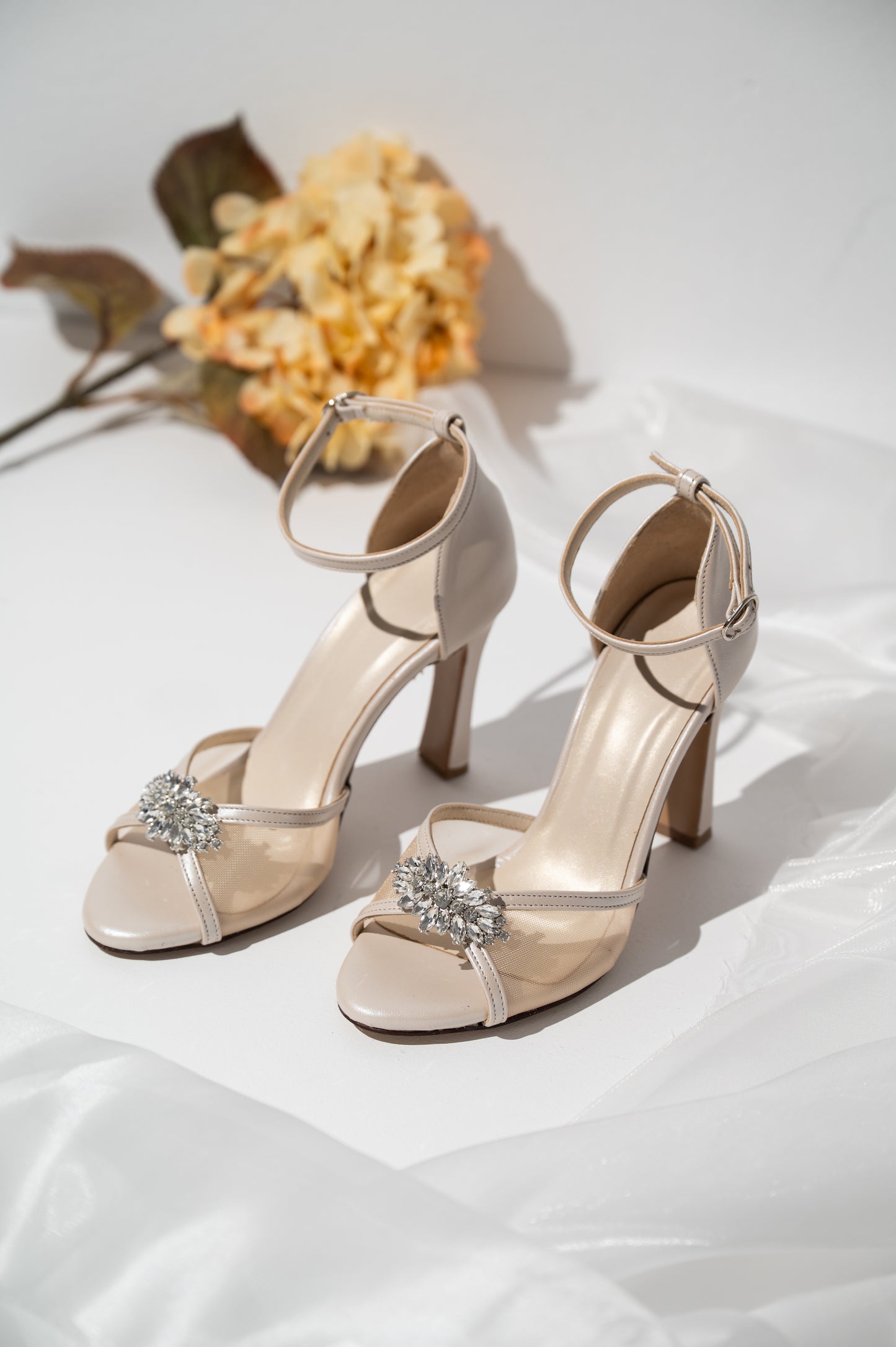 white shoes with ivory dress Ivory High Heel Wedding Shoes – Open Toe Leather Bridal Heels