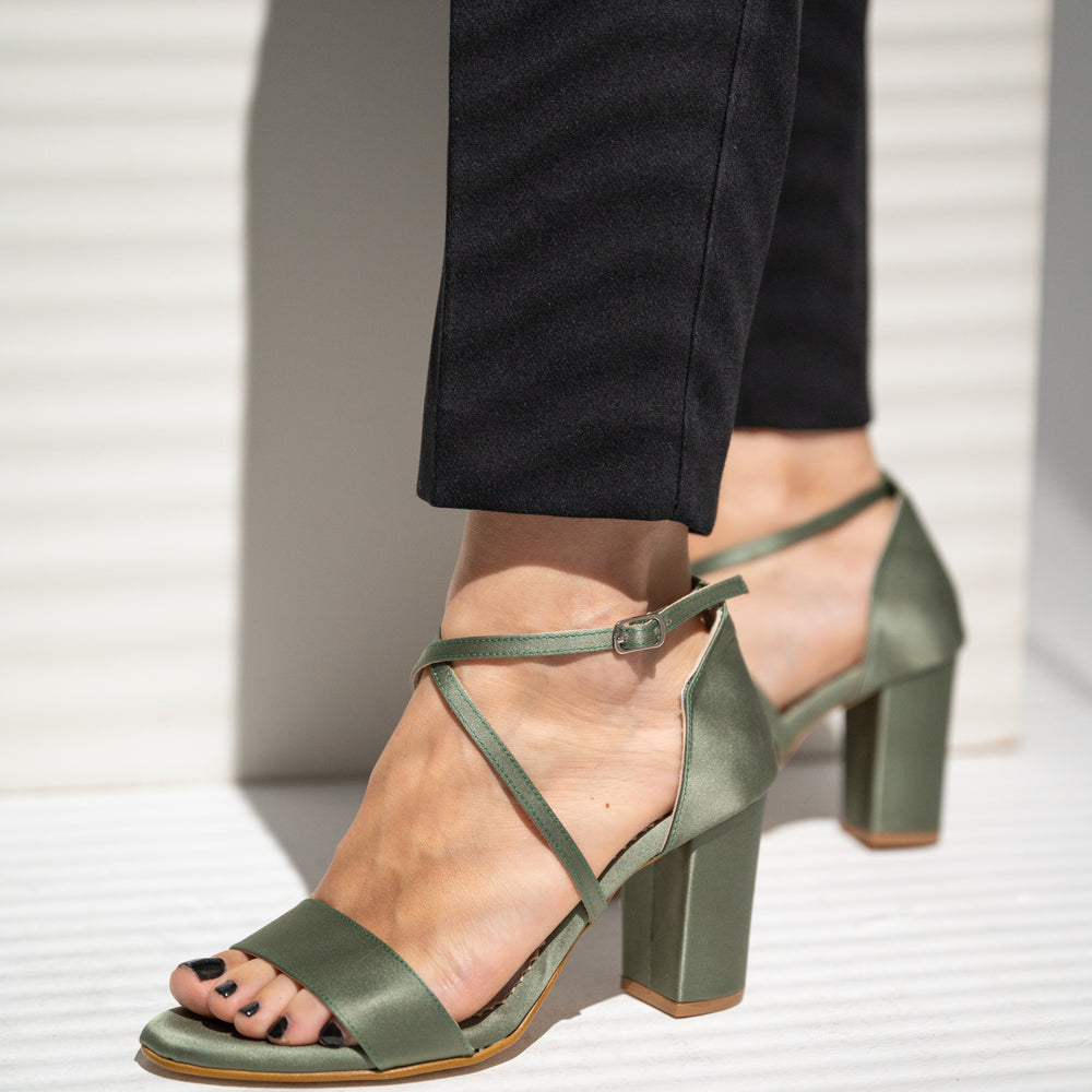 sage green heels for bride