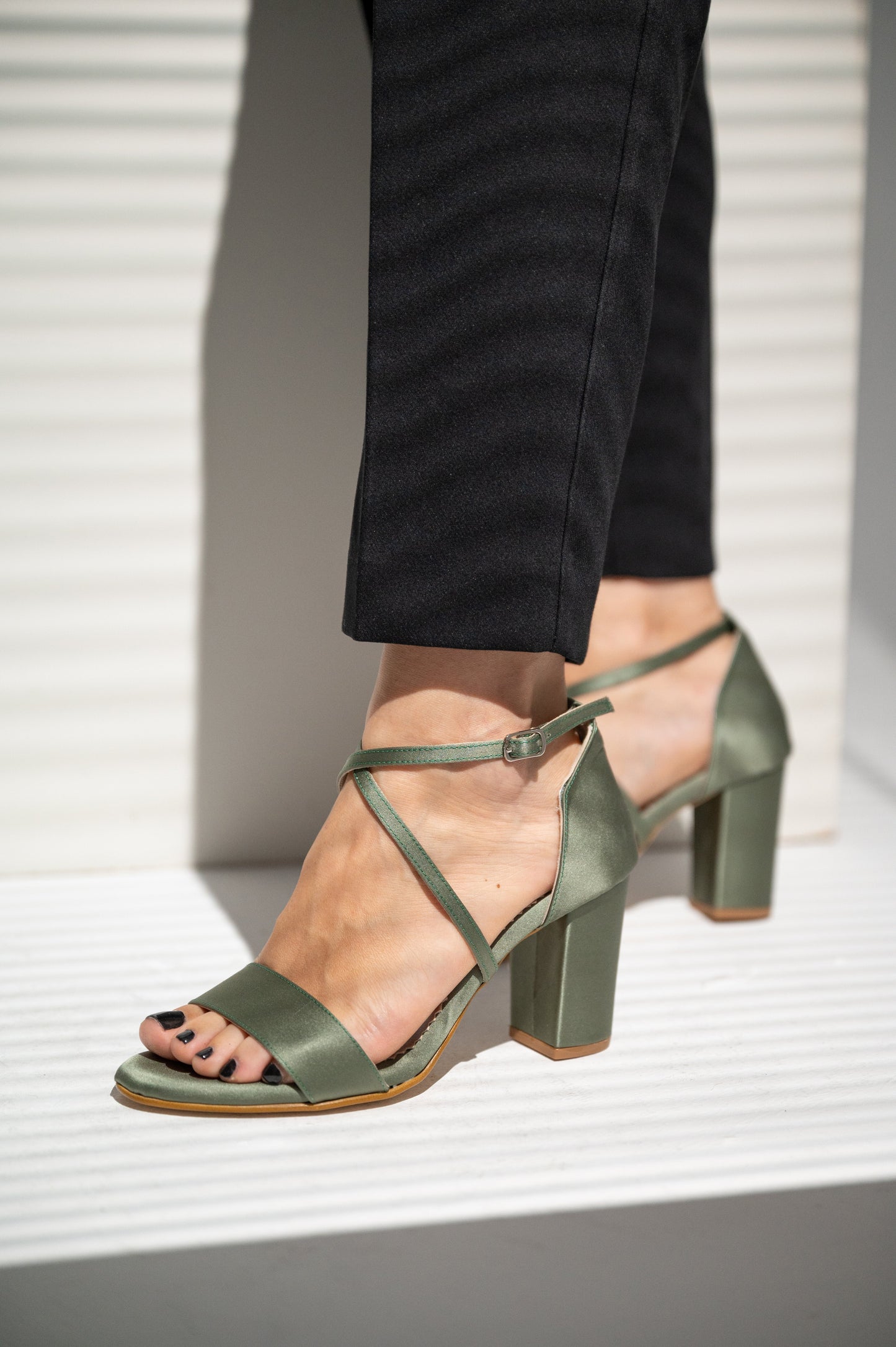 sage green heels for bride