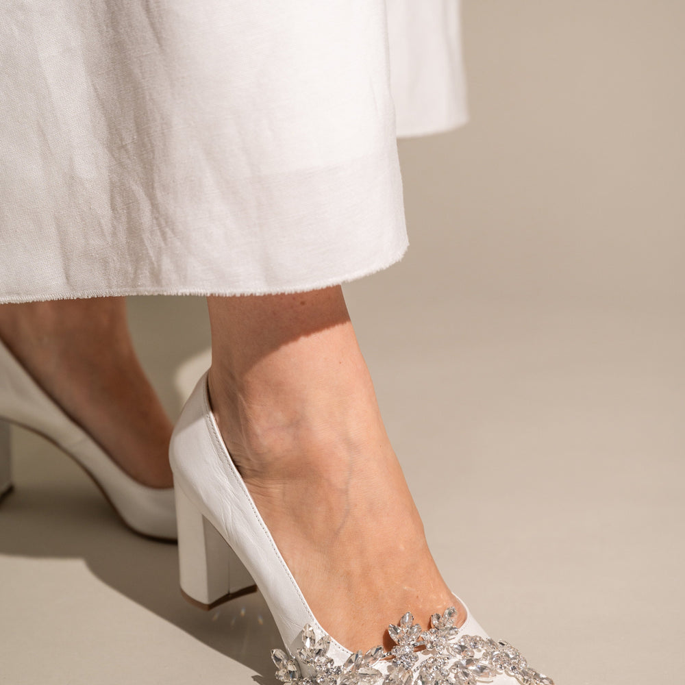 white bridal shoes