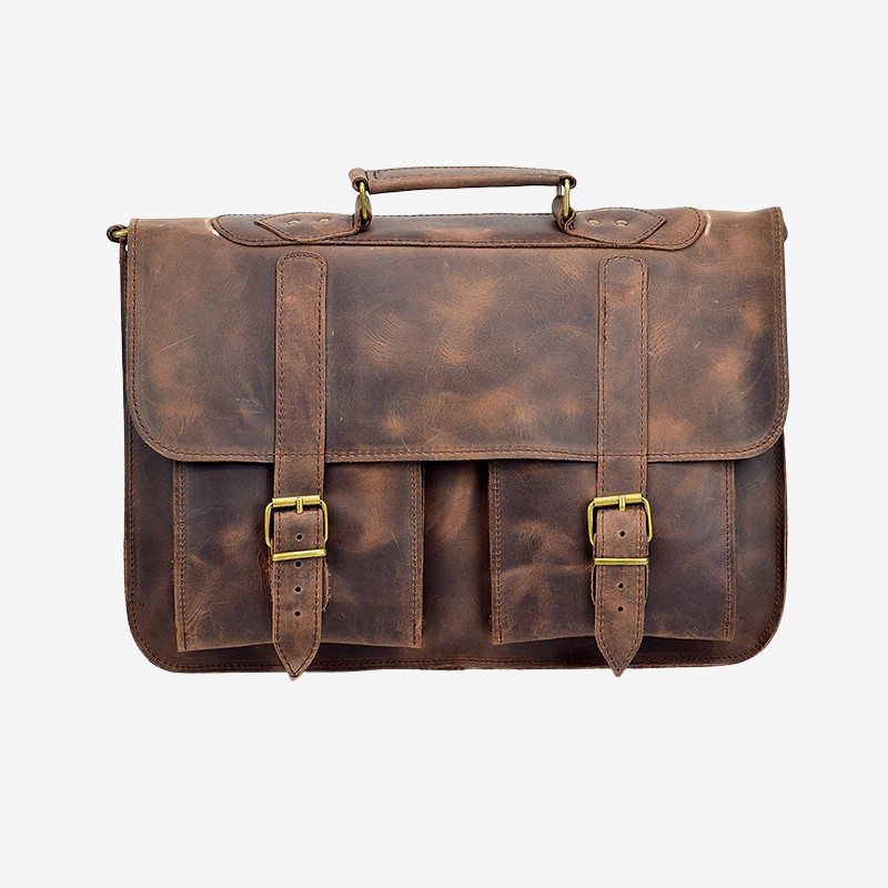 
                  
                    large waxed brown leather briefcase
                  
                