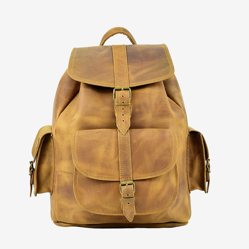 
                  
                    waxed brown leather backpack
                  
                