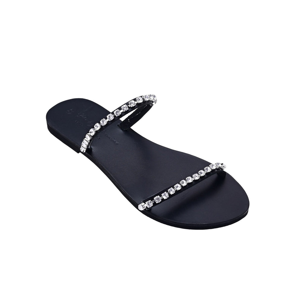 
                  
                    Black Leather Sandals, Dazzling Duo
                  
                