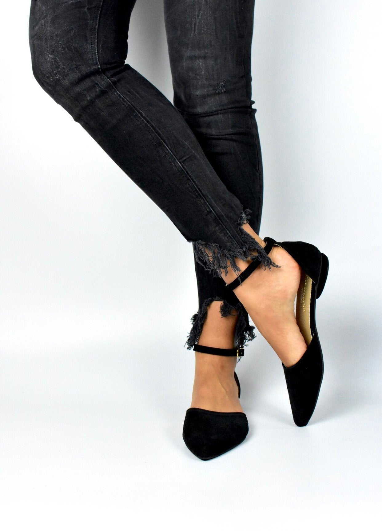 black leather shoes