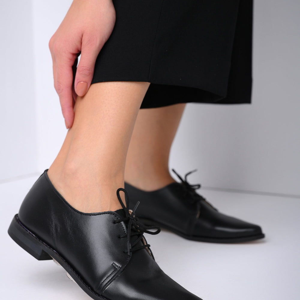 Black Oxford shoes women, handmade leather shoes