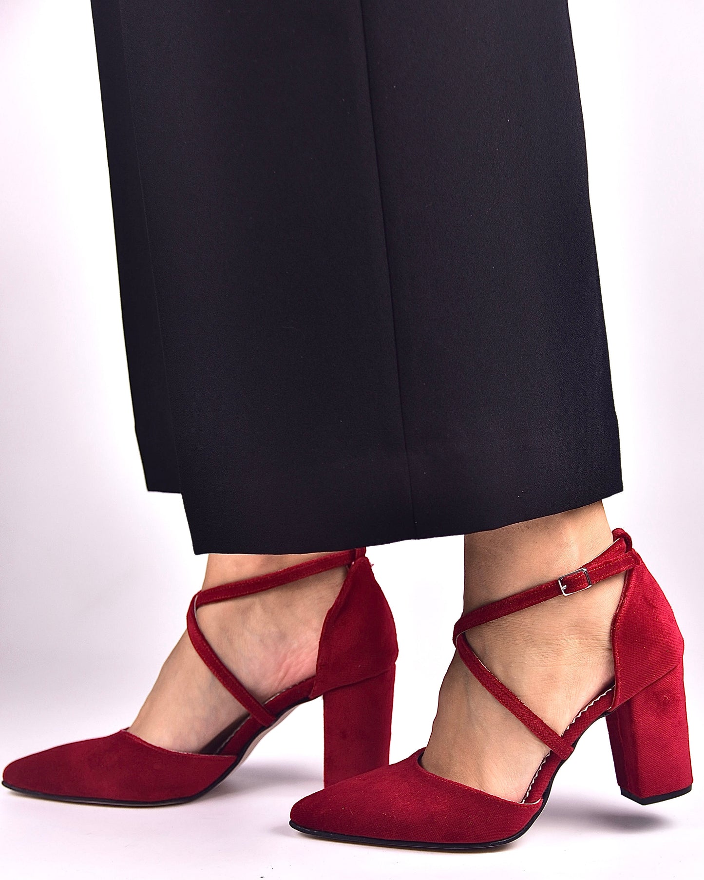 Red Velvet Heels for women, βελούδινα πέδιλα για γάμο