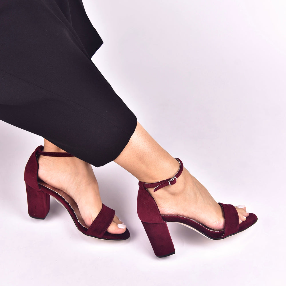 
                  
                    red block heel sandals, βελούδινα πέδιλα χειροποίητα
                  
                