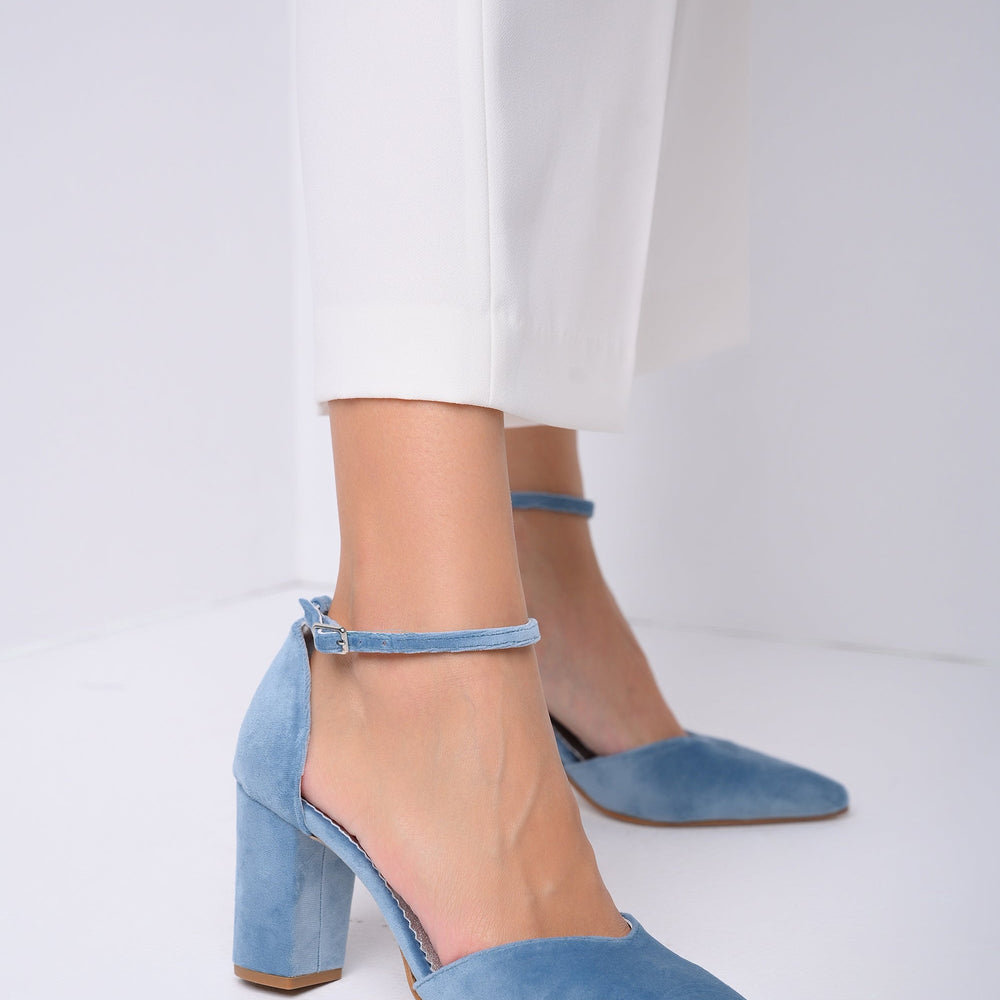 
                  
                    velvet wedding block heels blue
                  
                