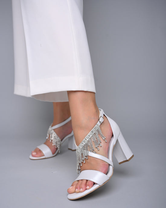 white bridal shoes heels