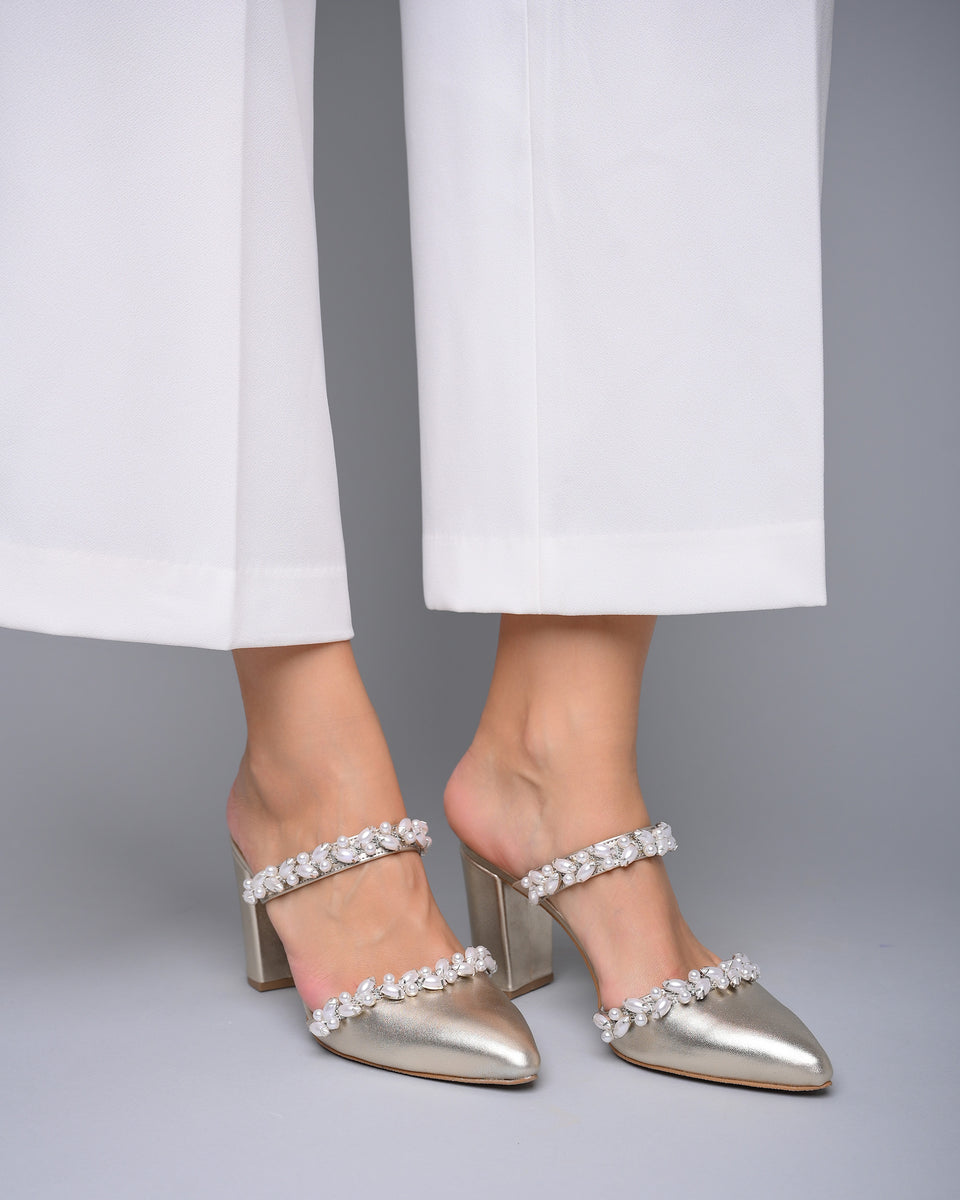 Gold Wedding shoes Heels - Chlorita – PinkyPromiseAccs