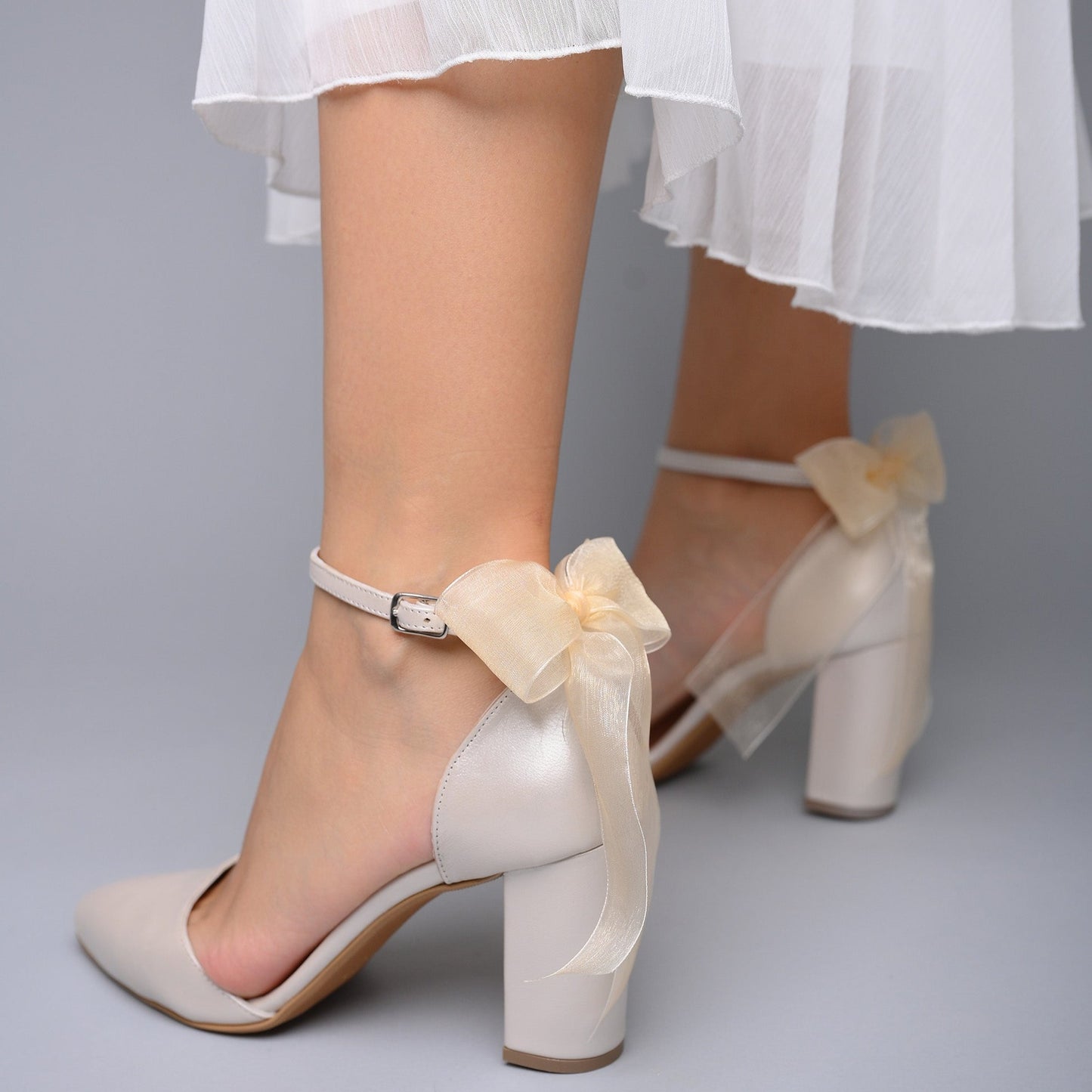 Ivory Block Heels For Wedding | Ivory Satin Block Heels – Beautifully  Handmade UK