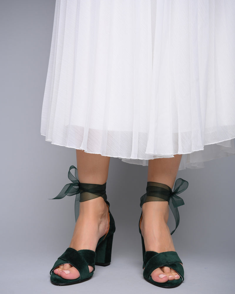 bridal shoes heels dark green