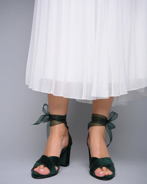 bridal shoes heels dark green