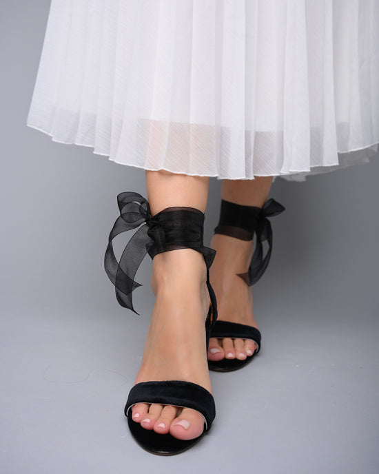 velvet wedding block sandals