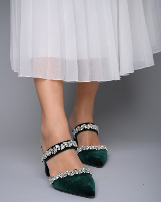 bridal shoes for bride dark green