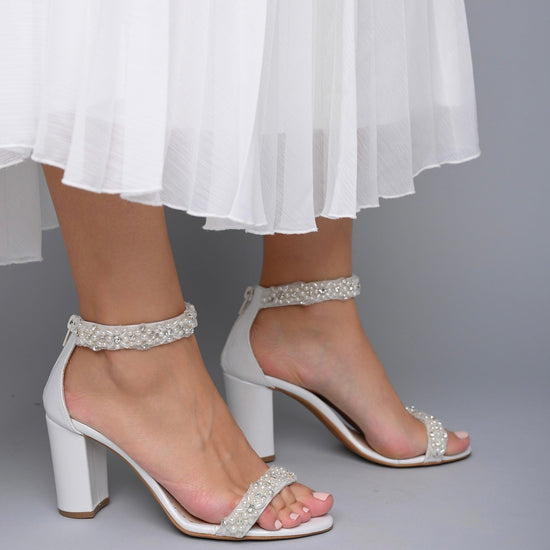 Badgley Mischka Eliana Pointed Platform Heels | White platform heels, White  heels wedding, Badgley mischka bridal shoes