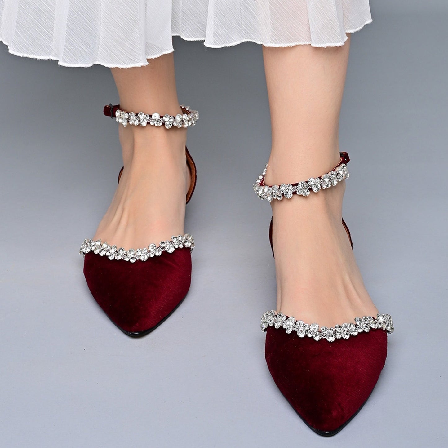 Burgundy Rivet Platform Pumps Stiletto Heels Criss Cross Ankle Strap Dress  Shoes | Up2Step