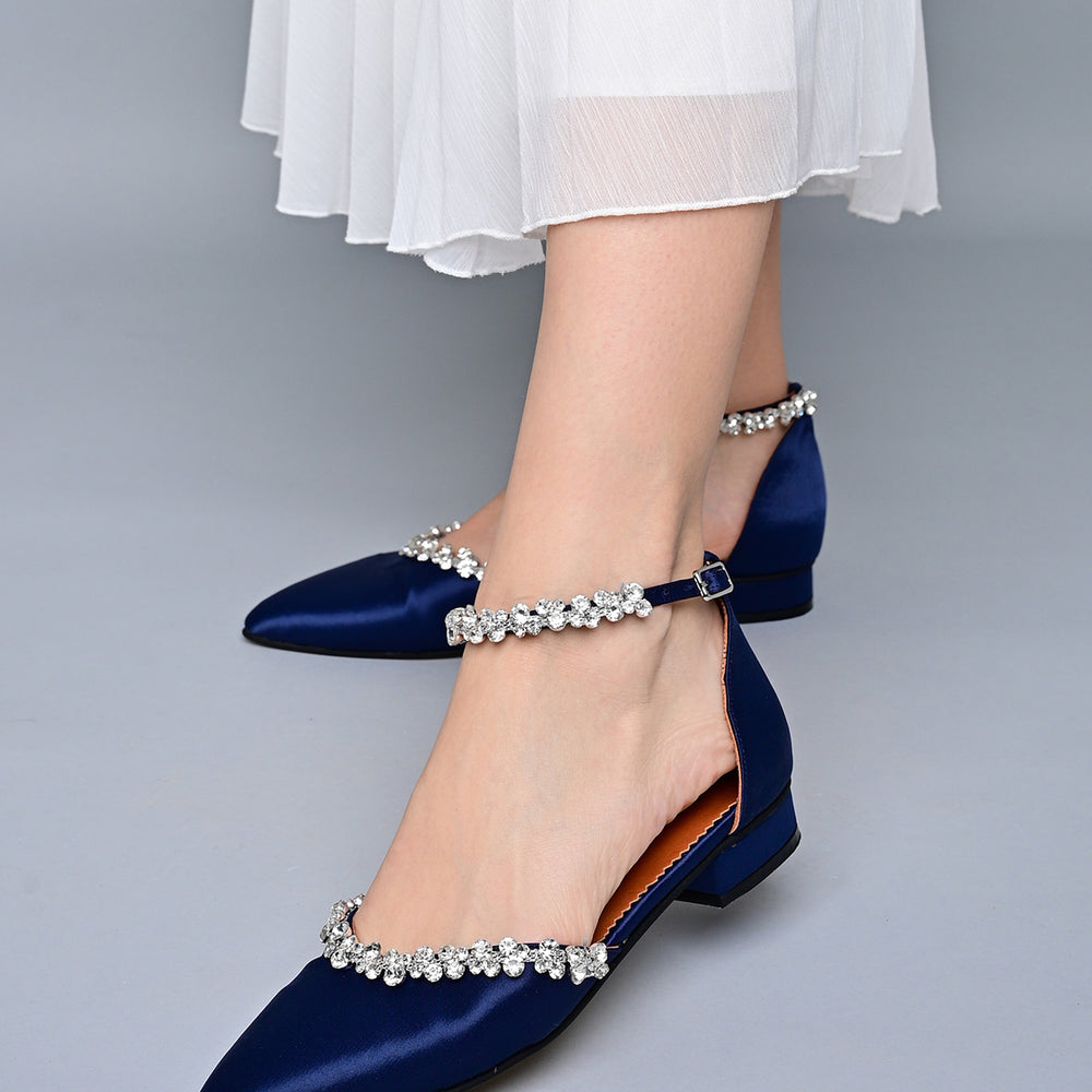 Wedding Dark Navy Blue Flats Navy Satin Flats With Pearls Ankle Strap, Girls Shoes, Birthday Shoes Wedding Dark Navy Blue Flats Navy Satin Flats With Pearls Ankle Strap, Girls Shoes, Birthday Shoes