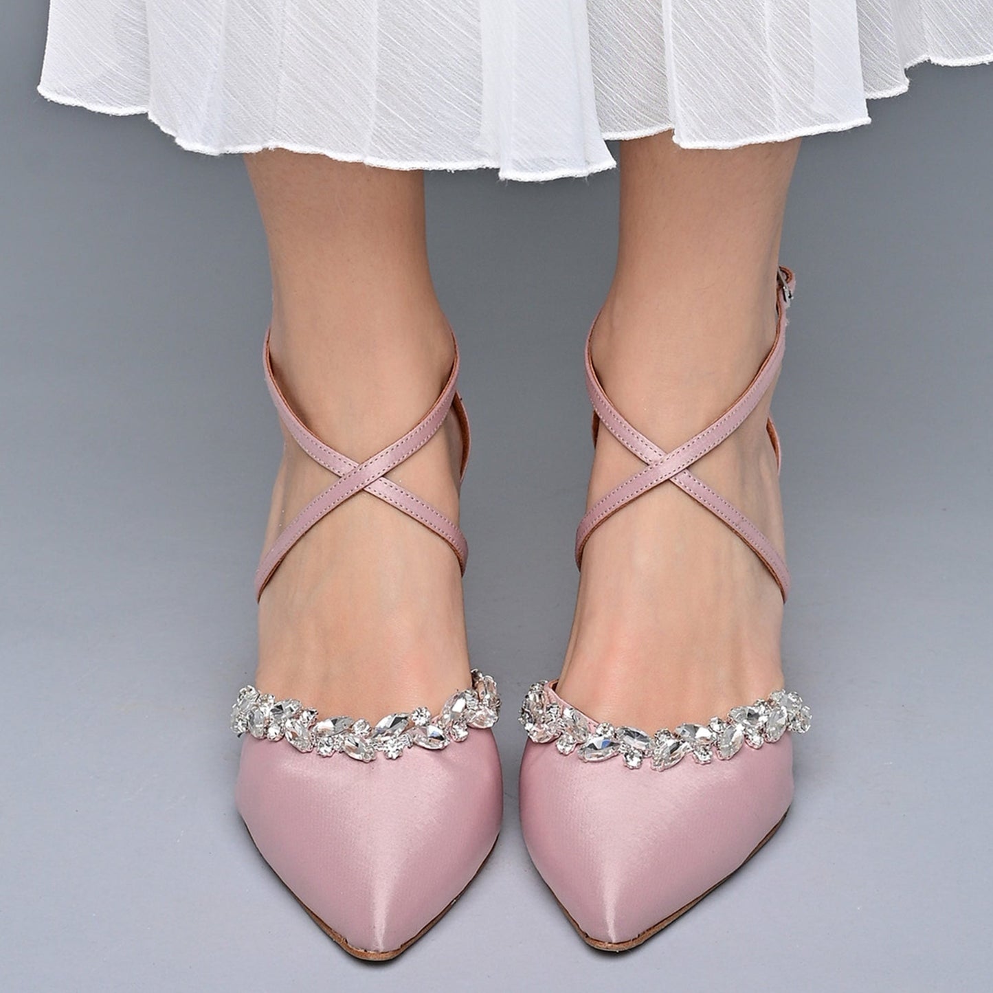 Blush Pink wedding shoes Block Heel - Satina X Love – PinkyPromiseAccs