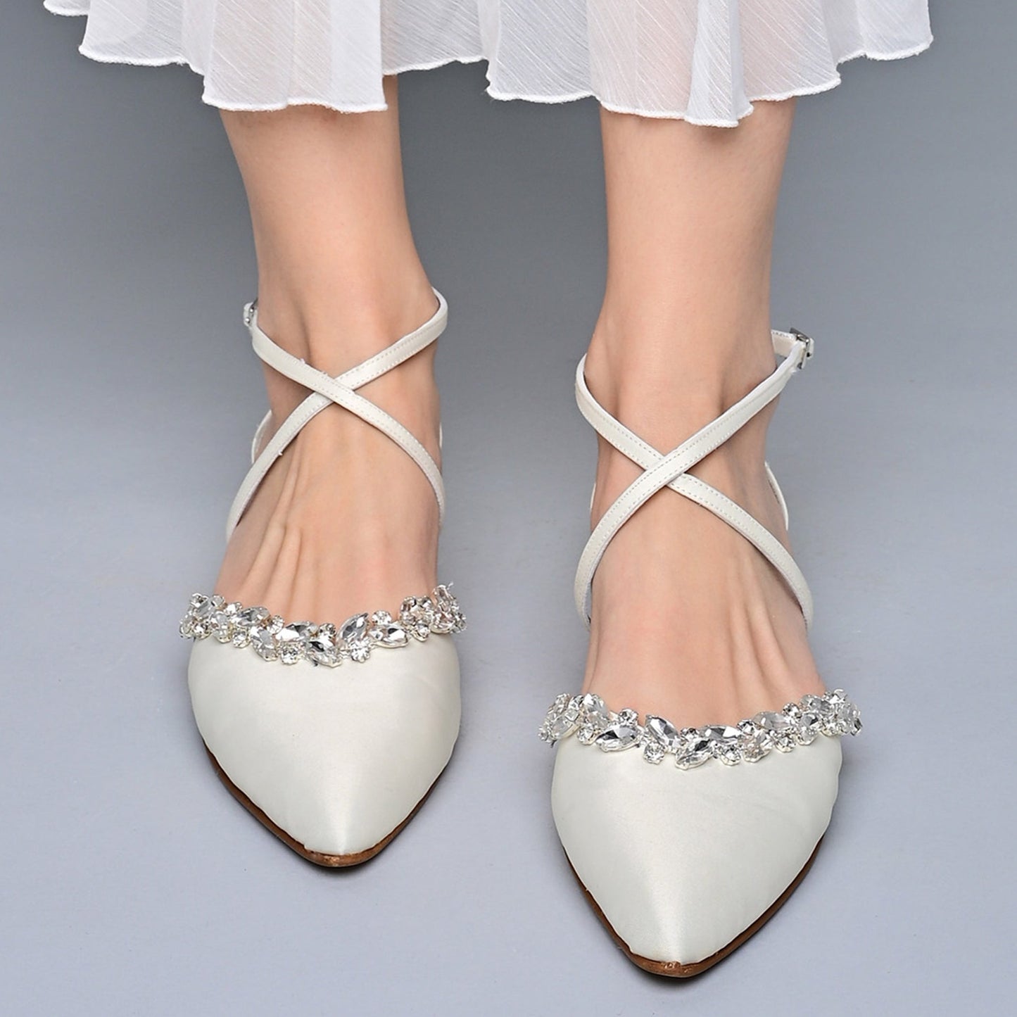 Ivory shimmering glitter satin lace overlay low heel shoes | Wedding Shoes,  Occasion Shoes amp; San
