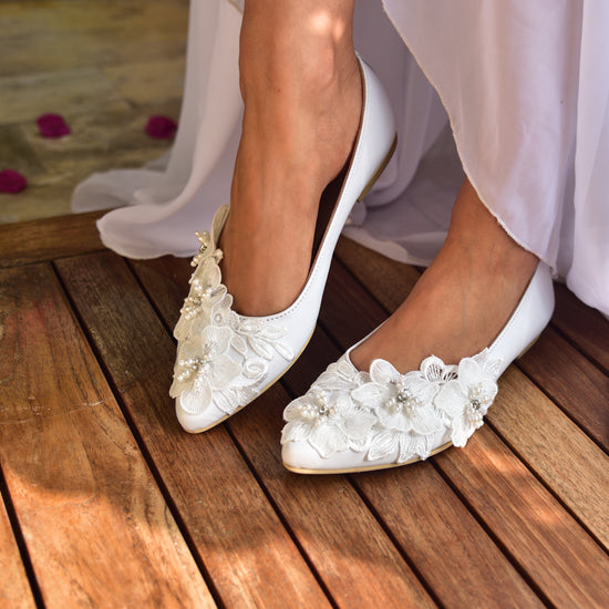 Bridal Flats, White Wedding shoes