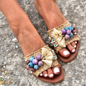 boho slides sandals