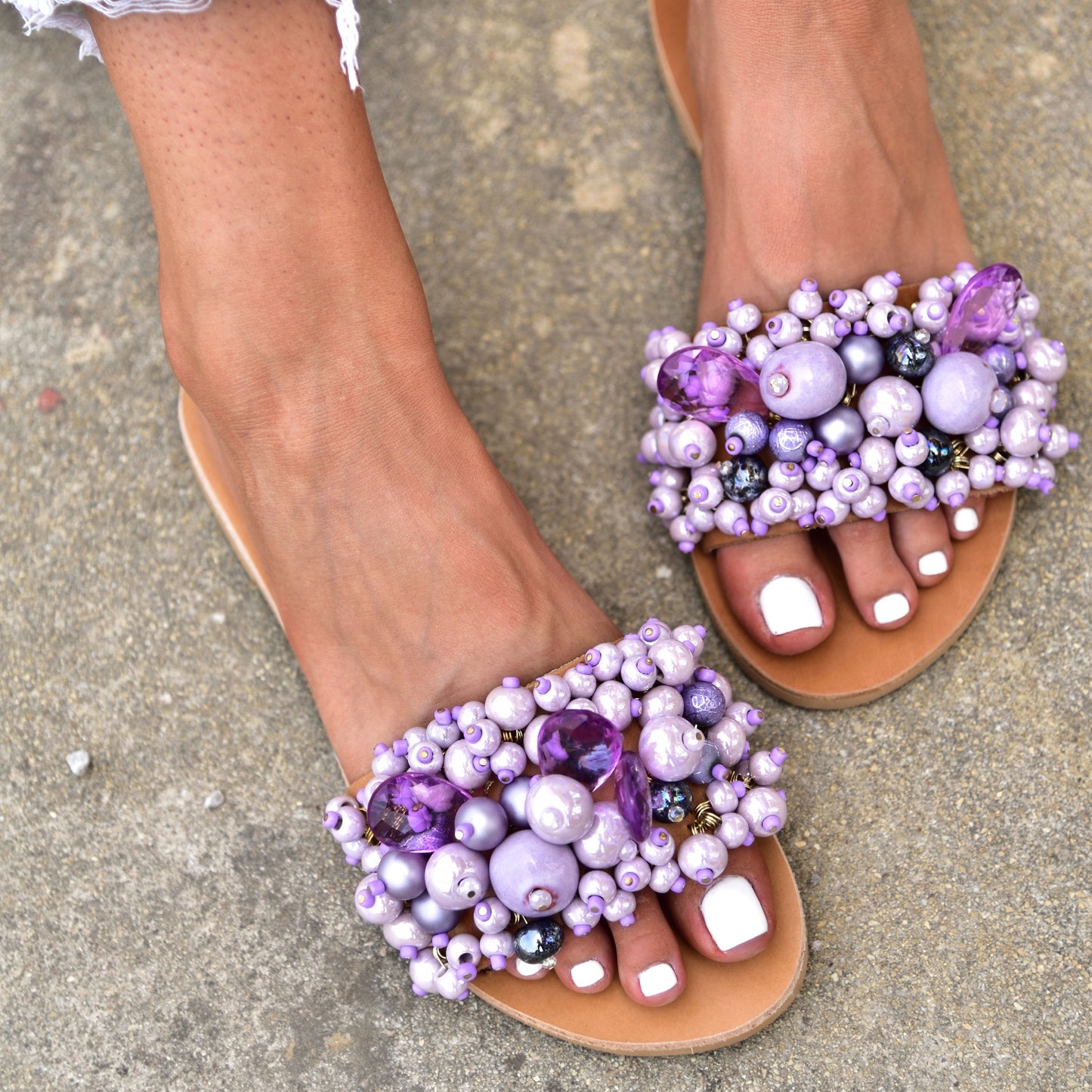 women's slide sandals, purple sandals, beach sandals