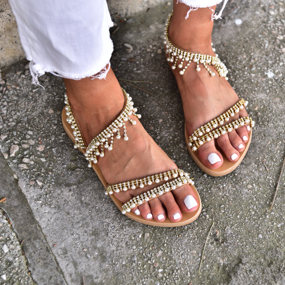 wedding sandals, pearl sandals