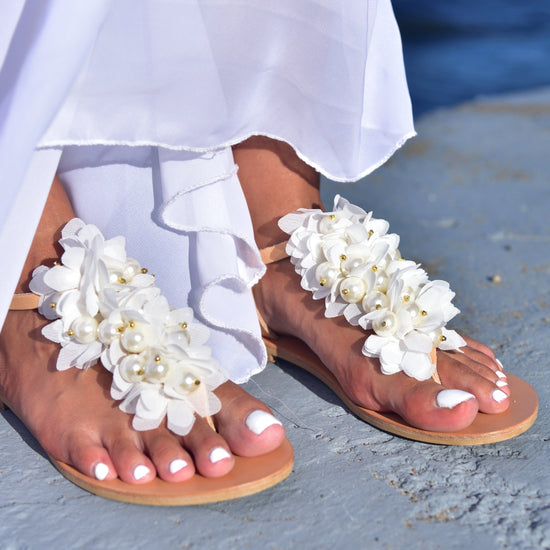 Load image into Gallery viewer, bridal sandals, wedding leather shoes, flat wedding shoes, wedding shoes for bride
