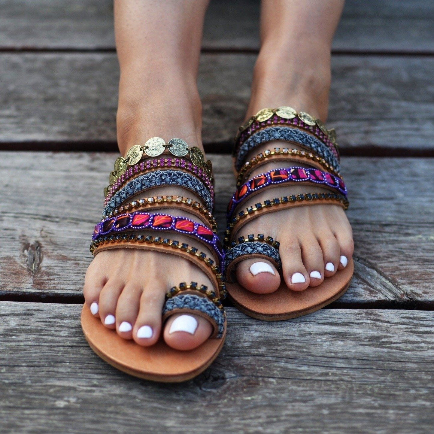 Load image into Gallery viewer, handmade greek sandals, summer sandals
