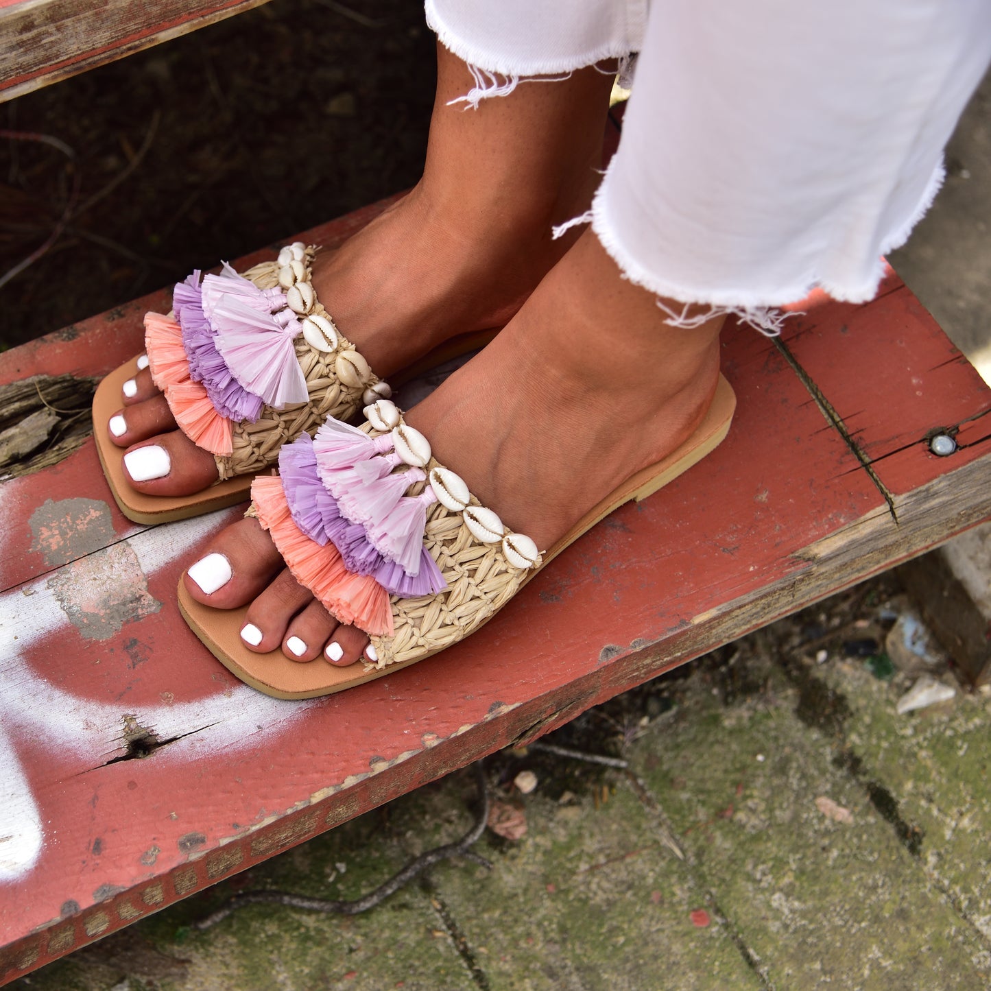 pinkypromiseaccs, bohemian sandals, women's slide sandals