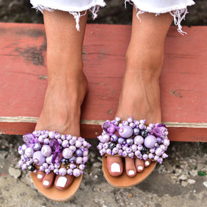 
            
                Load image into Gallery viewer, Sandals lilac, handmade sandals, leather sandals, women sandals
            
        