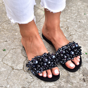 black leather sandals for women, elina linardaki sandals