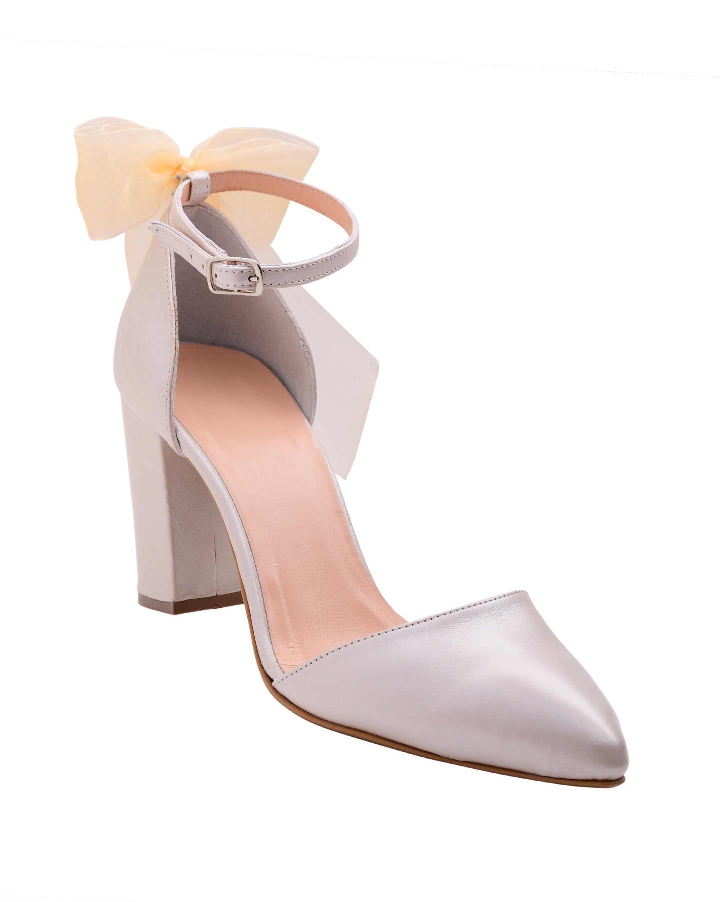 ivory wedding shoes with bow, bow high heels