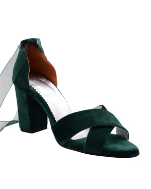 
            
                Load image into Gallery viewer, bridal sandals for wedding dark green
            
        